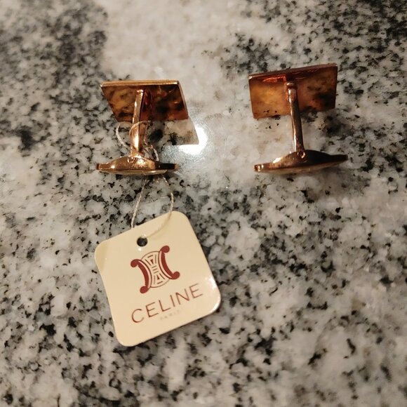 CELINE Paris Cufflinks Gold Plated, Arc de Triomphe on back. Made in Japan. - Picture 6 of 16